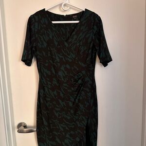 Faux wrap dress. Green and black. Size 8. EUC.